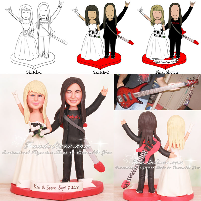 Horns Up Wedding Cake Toppers